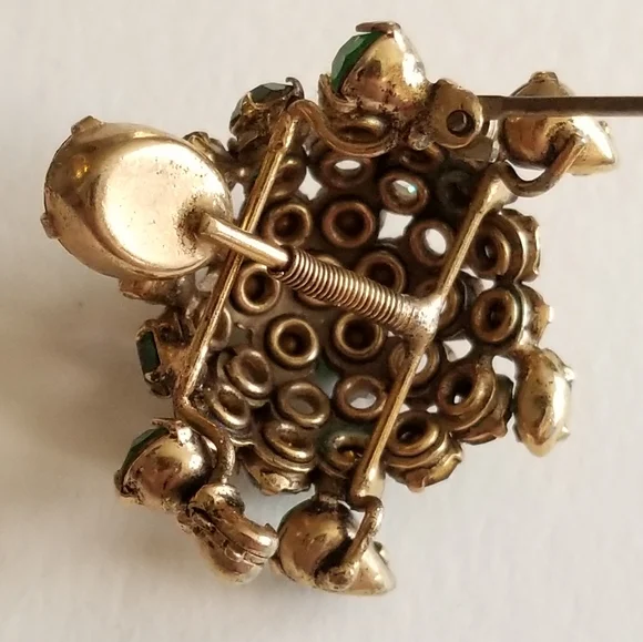 Relisted -Vintage turtle brooch trembler Rhinestone pin unsigned Shreiner tortoi - Picture 10 of 13